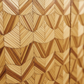 Close-up of Alexander Lamont straw marquetry on a cabinet door, individual strands catching the light